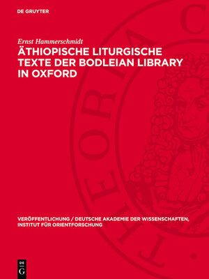 cover image of Äthiopische liturgische Texte der Bodleian Library in Oxford
